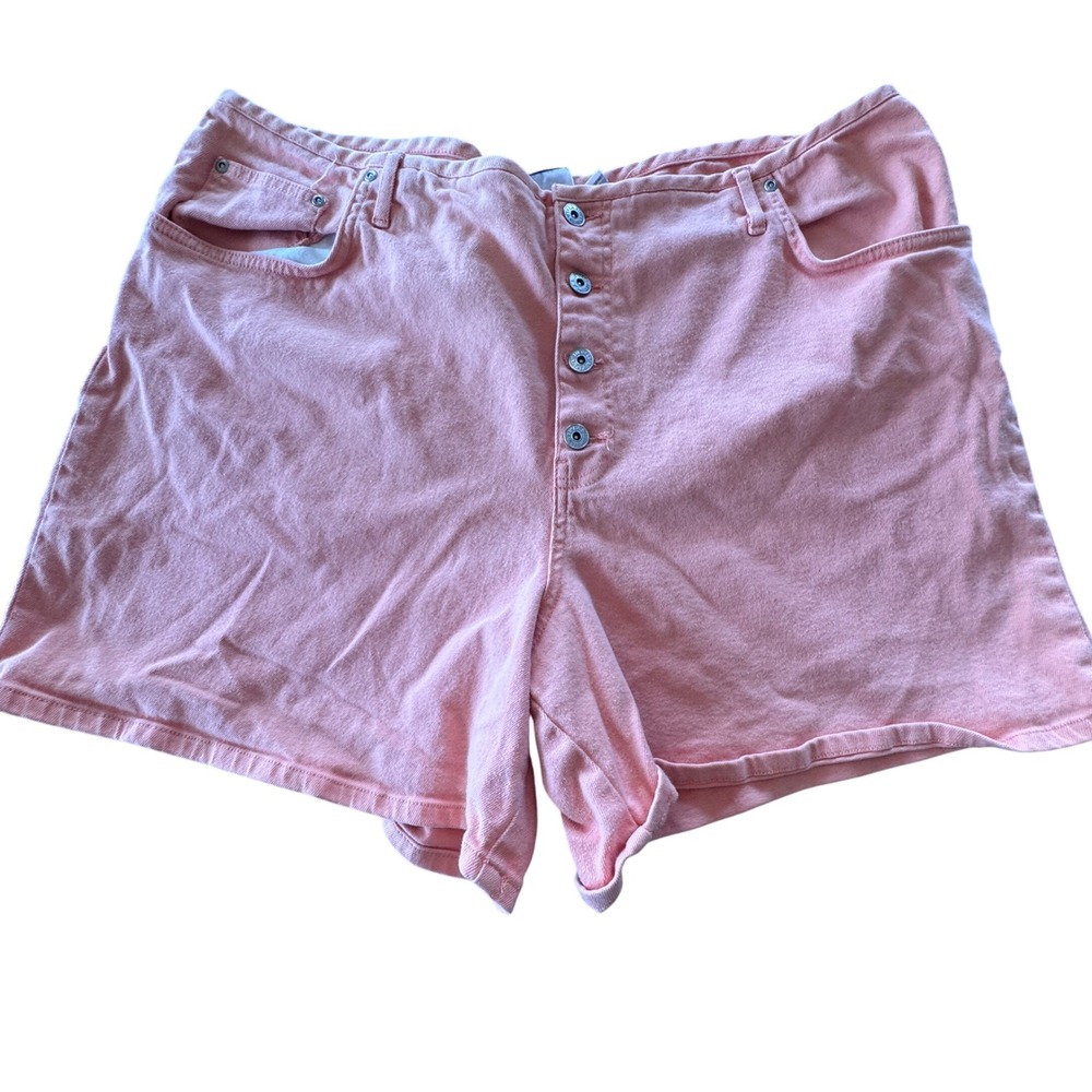 Vintage LA Blues Denim Shorts Womens 26W Pink Stretch Button Fly Indie Boho
